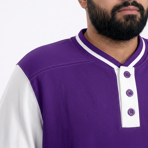 Ensemble de vêtements de baseball pour hommes, pantalon et maillot en jersey uni, 100% polyester, antibactérien, respirant, col en V, manches courtes, fermeture à boutons, personnalisable - Product Image 5