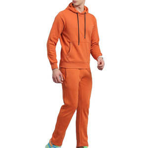 Conjunto Deportivo Unisex con Capucha Naranja, Sudadera y Pantalones de Manga Larga, Color Sólido, Casual, Transpirable, Ligero, con Estampado Acid Wash - Product Image 3