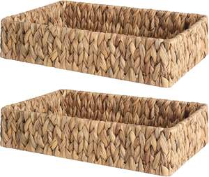 ISLA Paquete de 2 Cestas Rectangulares de Jacinto Tejidas a Mano, Contenedores Organizadores de Mimbre para Estantes, Armarios, Despensas, Decoración del Hogar, Venta al por Mayor OEM - Product Image 4