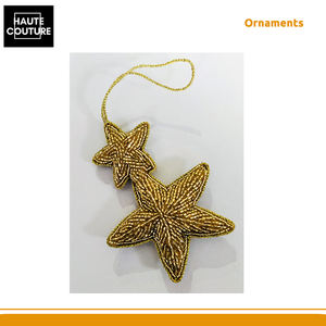 Mejor Oferta - Adornos Colgantes Festivos con Cuentas y Estrellas Doradas Bordadas a Mano de 12 cm de Largo para Decoración del Hogar de un Vendedor Indio - Product Image 4
