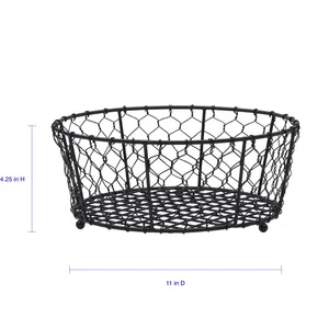 Modern Metal Wire Basket 11 in D x 4.25 in H Decorative <b>Storage</b> Organizer for Home Kitchen Use - Product Image 2