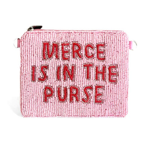 Handmade Beaded Quote <b>Pouch</b> Bag Women Statement Text Mini Clutch <b>Zip</b> Coin Purse Crossbody Chain Gift OEM Supplier - Product Image 2