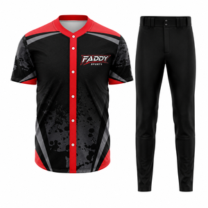 Ensemble uniforme de baseball personnalisé avec logo sublimé, maillot et pantalon en mesh à boutons, vente en gros, tenue de sport respirante pour entraînement d'équipe - Product Image 1