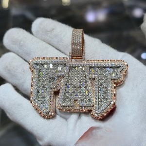 Rose Gold Plated Hip Hop Style Letter Moissanite Iced Out Name Charm Emerald Cut Claw Set Party Jewelry <b>Gift</b> - Product Image 3
