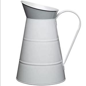 Super Special <b>White</b> Tapered Structured Metal Water Pitcher with Handle Pleasant Drinkware <b>Kettle</b> for Parties - Product Image 1