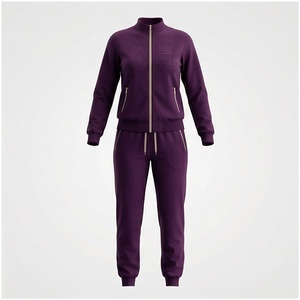 <b>Women</b> Tracksuit Full <b>Zip</b> Jacket With Side Pockets And Matching Pants Casual Autumn Wear Solid Color Regular Fit - Product Image 1