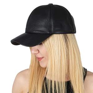 Casquette de baseball en cuir véritable structurée à 6 panneaux avec sangle réglable pour hommes et femmes - Product Image 2