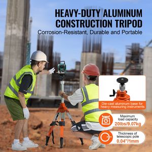 Treppiede per Livella Laser con Attacco Filettato 5/8" 11, Regolazione Altezza 27.16" - 67.71", Livella a Bolla Professionale per Rilevamenti, Alimentata a Batteria - Product Image 2