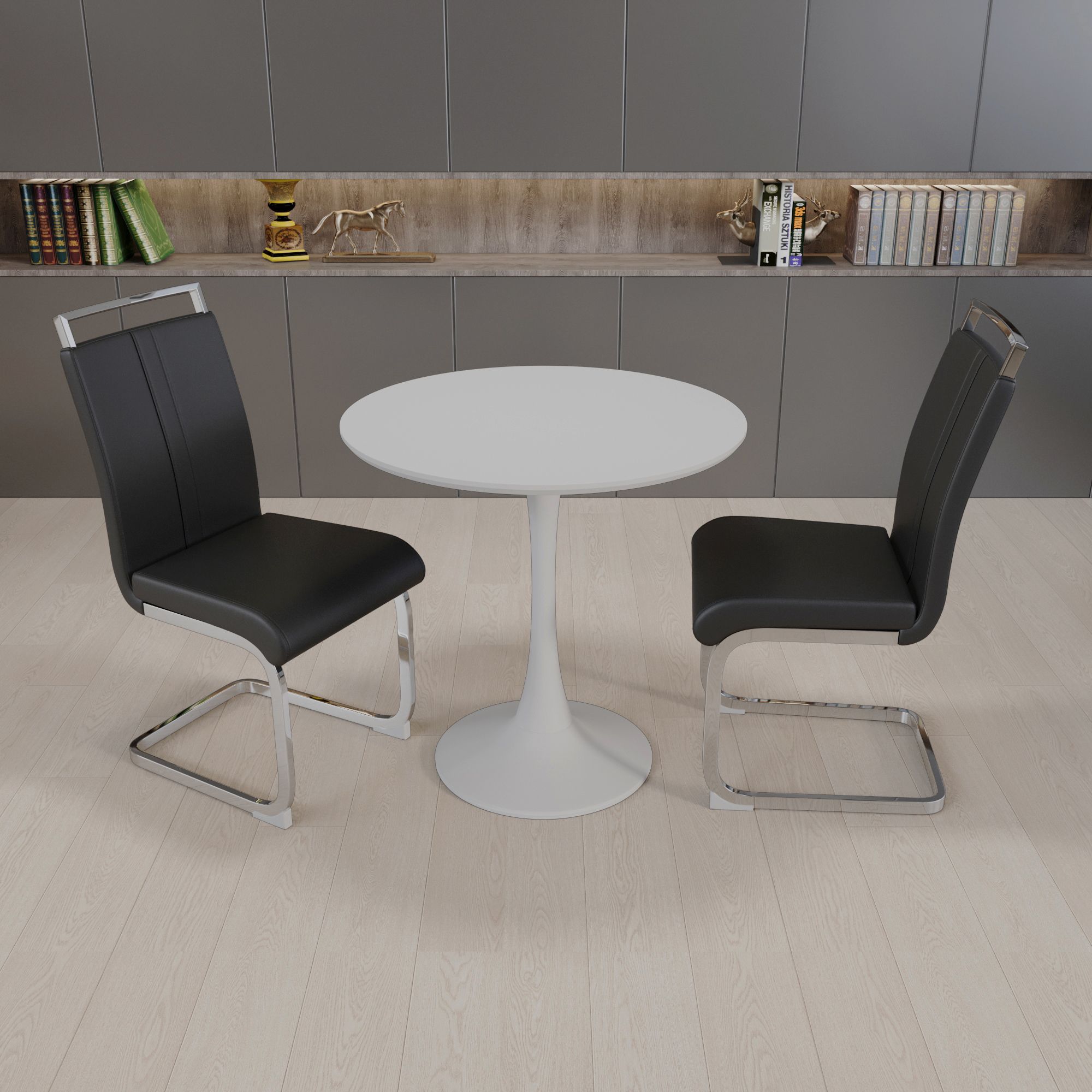 White+ Blck PU+Plating Leg Color