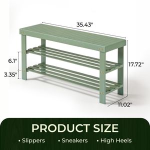 Scarpiera a 3 livelli in bambù verde foresta 35.43*11.02*17.72 pollici, scaffale porta scarpe in legno massello per l'organizzazione domestica - Product Image 5