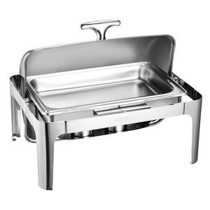 Scaldavivande rettangolare da 9 litri in acciaio inossidabile con coperchio a rullo, per buffet, con controllo automatico della temperatura, teglia a grandezza naturale - Product Image 6