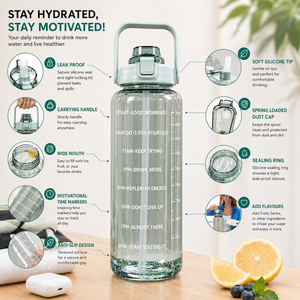 Plastic Drinking Water Bottle with Lid, Reusable <b>Empty</b> Bottle for Travel, Gym & Office 2000ml - Product Image 4