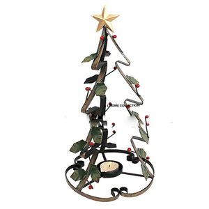 Factory Supply Handmade Blank Sublimation <b>Tree</b>-Shaped Christmas Tea <b>Light</b> Candle Holder Silver Color Durable Design for Indoor - Product Image 5