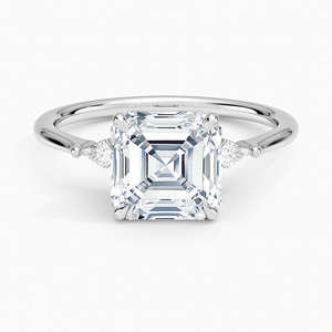 แหวน BOJ รุ่น 044 ทรง Asscher Cut เงินแท้ 925 ประดับเพชรเม็ดเล็ก Cometa สามเม็ด ชุบโรเดียม สำหรับงานแต่งงาน 2 กะรัต สี D ความสะอาด VVS1 มอยส์ซาไนต์ รับรองโดย GRA - Product Image 1