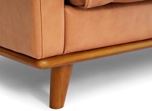 Sofá de 3 Plazas Tapizado de Lujo Estilo Mid-Century, con Madera Sólida y Reposabrazos de Madera, Máxima Comodidad, para Salón de Hotel - Product Image 6