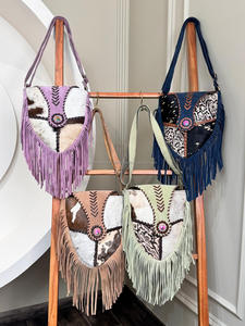 Nouveaux cheveux élégants sur peau daim fourrure cuir frange sac à bandoulière femmes parfait à la mode vente chaude en forme de baril sacs à bandoulière - Product Image 4