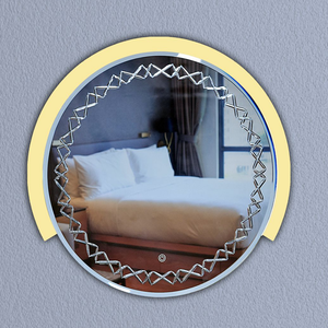 Miroir LED en acrylique irrégulier de qualité supérieure avec design à rainure en V sans cadre, interrupteur tactile, art mural, écologique et léger - Product Image 4