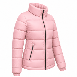Doudoune matelassée personnalisée pour femme, couleur unie, chaude, coupe-vent, col montant, manteau d'hiver avec rembourrage alterné en duvet, vêtement d'extérieur à effet bulle - Product Image 3