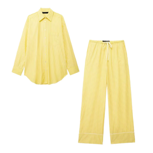 Conjunto de Dos Piezas para Mujer, Estilo Profesional, Holgado, Manga Larga con Rayas, Venta al Por Mayor, Estilo Veraniego - Product Image 6