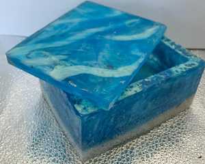 TIMELESS CRAFT Ocean Blue Resin Jewelry <b>Box</b> Handmade Coastal <b>Keepsake</b> Case Eco-Friendly Hand-painted Home Decor - Product Image 4
