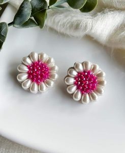 Pendientes de Flor con Perlas de Imitación y Cristales de Estrás para Mujer, con Engaste de Bisel, Joyería de Regalo - Product Image 1