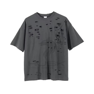 Camiseta Oversize para Hombre de Alta Gama, 100% Algodón, con Logotipo Personalizado, Estilo Urbano Tejido con Orificios de Corte Únicos, Último Diseño 2026 - Product Image 6