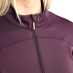 Veste d'équitation pour femme, coupe ajustée, fermeture éclair, veste d'équitation extensible et respirante, vêtements de sport d'extérieur, violet - Product Image 2