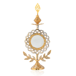 Surmedani de Latón Antiguo con Espejo, Soporte Tradicional Indio para Kohl Kajal, Recipiente Decorativo Artesanal para Cosméticos - Product Image 1