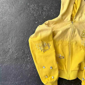 Blouson zippé haut de gamme personnalisé pour homme, séchage rapide, respirant, grande taille, style rétro urbain, avec broderie appliquée, devant pur - Product Image 6