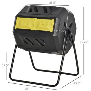 Aeratore per compost e fertilizzanti composto a tamburo rotante da esterno giallo 162L - Product Image 2