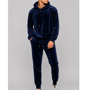 Mens Velvet Tracksuit Set 2 Piece Sweatsuits Outfits Long Sleeve Velour <b>Hoodies</b> and Sweatpants Sets Sports Suits - Product Image 1