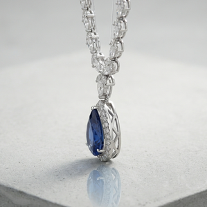 925 <b>Silver</b> Blue Pear Cut Pendant Necklace Marquise Diamond Style <b>Choker</b> Luxury Jewelry for Women Gift - Product Image 2