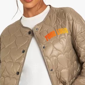 OEM <b>Women</b> Fashionable Padded Quilted Jacket Long Sleeve Zipper Casual Windproof Breathable Logo Front Polyester Puffer <b>Coat</b> - Product Image 3