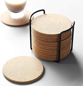 Paquete de 20 Posavasos de Corcho con Soporte Metálico para Hogar, Oficina, Cafetería o Bar, Ecológicos y Resistentes al Calor - Product Image 1