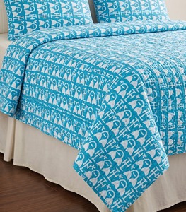 Edredón Moderno Estampado con Patrón Azul y Blanco, Hecho a Mano con Algodón Kantha, Decoración para el Hogar para Todas las Temporadas - Product Image 5