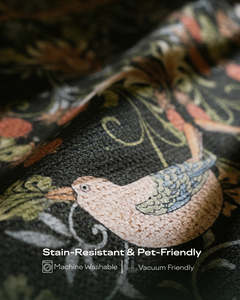 Tapis vintage à motif floral et oiseaux, tapis en polyester fait à la main, antidérapant, résistant aux taches, tapis de sol d'intérieur pour salon, chambre à coucher - Product Image 4