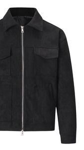 High Quality <b>Men's</b> Slim Fit <b>Suede</b> Leather <b>Jacket</b> Windproof Waterproof Breathable Cotton-Lined Multi-Pocket Zippered Sporty - Product Image 6