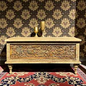 La Mejor Colección de Arte del Himalaya, Baúl Vintage Hecho a Mano de Madera Maciza con 2 Compartimentos, Decoración Combinable, Garantía de 10 Años, MOQ 1 Contenedor - Product Image 1