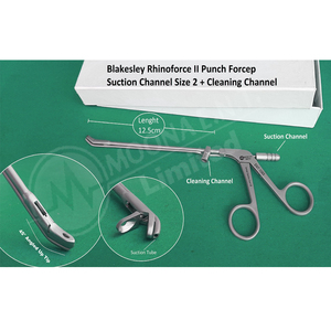 Pince à pincer Weil Blakesley Rhinoforce II, angle de la pointe 45° °   Instrument chirurgical ORL de 12,5 cm de longueur avec canal d'aspiration, taille 2 - Product Image 1