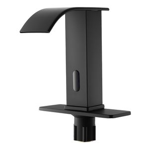 Rubinetto Automatico per Lavabo Bagno con Sensore di Movimento, Design a Cascata, Copertura Foro, Miscelatore a Batteria - Product Image 1