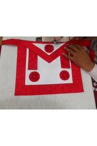 ผ้ากันเปื้อนมาสเตอร์เมสัน BAHOO EMBROIDERS สำหรับพิธีกรรมของสมาคมเมสัน สีแดง ASSR สำหรับทั้งชายและหญิง - ผ้ากันเปื้อนฟรีเมสัน ASSR - Product Image 6