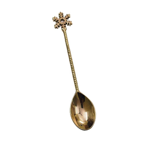 Honey Bee End Dessert and <b>Tea</b> Spoon Design Handmade Handle Embossed Golden Dessert Spoon Unique Design Flatware <b>Set</b> - Product Image 3