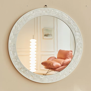 White Wooden Handmade Bone Inlay Modern Cosmetic Bathroom <b>Mirror</b> High-end Entrance <b>Wall</b> <b>Hanging</b> Decorative <b>Mirror</b> REHMAN CRAFT - Product Image 6