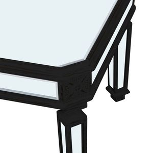 Modern <b>Silver</b> Mirrored Finish Black Vintage Carved Wooden Rectangle Center <b>Table</b> for Tea or <b>Coffee</b>-Contemporary Style - Product Image 3