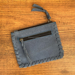 Venta caliente Mini mujer Boot Stitch cuero de ante genuino Zip pequeño monedero cremallera tarjetero pequeña cartera cremallera dinero bolsa - Product Image 6