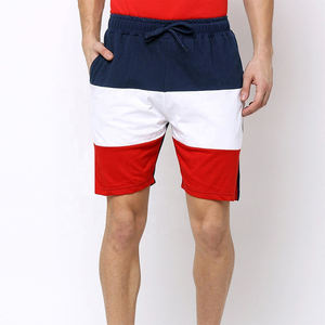 Shorts de bain pour hommes à blocs de couleur, taille élastique avec cordon de serrage et poches, vente en gros directe usine pour la plage et la natation - Product Image 1