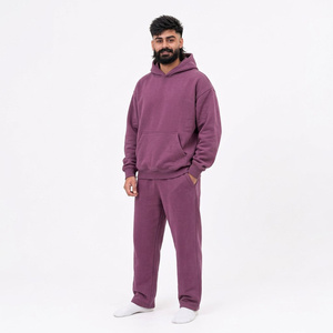 Survêtement unisexe rouge à capuche, épais, style streetwear, manches longues, couleur unie, coton, décontracté, poches latérales, coupe classique, hiver - Product Image 4
