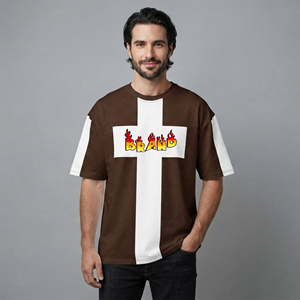Oversized Loose Fit 100% Cotton <b>Men's</b> Solid Street Style T-<b>Shirt</b> Front Short Sleeve Eco-Friendly Breathable Knitted Anti-Pilling - Product Image 4
