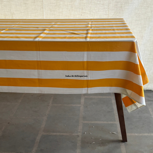 Striped Cotton Linen Rectangular <b>Tablecloth</b> Yellow White Washable Dining Table Cover for Home Decor Elegant Style - Product Image 6