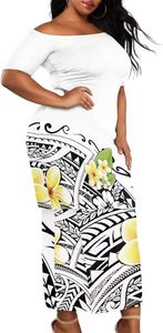 Vestido Elegante con Estampado Tribal Polinesio Personalizado, Diseño Samoano Fijiano, Ropa de Baile Exótica, Ropa de Invierno Moderna para Mujer de Talla Grande - Product Image 5